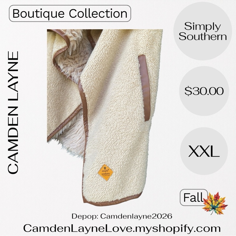 Simply Southern Tan and Brown Fleece Vest - Picture 4 of 8